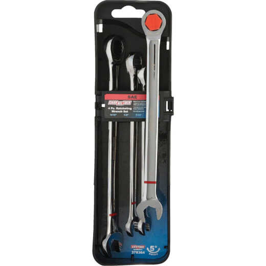 Channellock Standard 12-Point Ratcheting Combination Wrench Set (4-Piece)